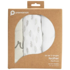 Lot De 3 Langes En Tétra Avec Motif Plumes -Maman et Bé Soldes 0PL60U BLAN 4 X