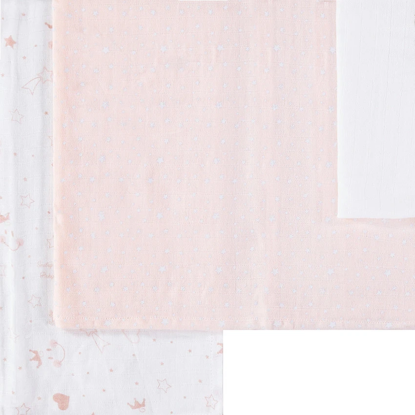 Lot De 3 Langes En Gaze De Coton Motif Smiley Girl 4 Lot De 3 Langes En Gaze De Coton Motif Smiley Girl – Image 2