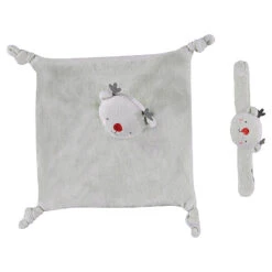 Doudou Plat En Velours élan Et Hochet Velours