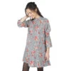 Robe De Grossesse Manches 3/4 à Carreaux Et Fleurs All-over -Maman et Bé Soldes HADAUV NOI 1 X
