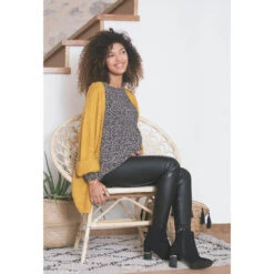 Legging De Grossesse Noir En Simili à élastiques -Maman et Bé Soldes HADAZ5 NOI 10 X