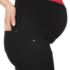 Jeans De Grossesse évasé En Bas Avec Bandeau Haut -Maman et Bé Soldes HADAZB NOI 4 X