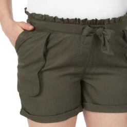Short De Grossesse Kaki à Taille Smockée -Maman et Bé Soldes HADAZJ VEF 4 X