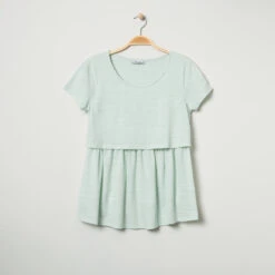 T-shirt De Grossesse Manches Courtes Chiné à Effet De Superposition