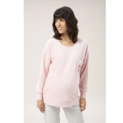 Sweat De Grossesse En Maille Côtelée à Poche Brodée