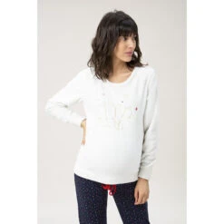 Sweat Homewear De Grossesse à Ours Brodé