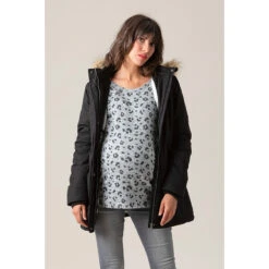 Parka De Grossesse à Capuche Doublée Sherpa à Poches