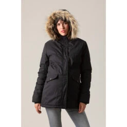 Parka De Grossesse à Capuche Doublée Sherpa à Poches -Maman et Bé Soldes HADB2R NOI 5 X