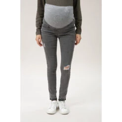 Jean De Grossesse Effet Used à Bandeau Haut Et Usures