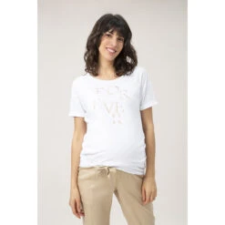 T-shirt De Grossesse Manches Courtes à Message Brodé