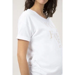 T-shirt De Grossesse Manches Courtes à Message Brodé -Maman et Bé Soldes HADB3N BLA 4 X