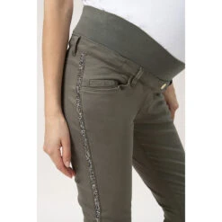 Pantalon De Grossesse En Twill Kaki à Bandeau -Maman et Bé Soldes HADB44 VEM 4 X
