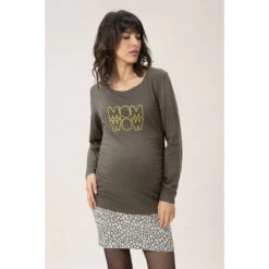 T-shirt De Grossesse Manches Longues à Message Printé