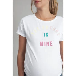 T-shirt De Grossesse Manches Courtes à Message Printé -Maman et Bé Soldes HADB52 BLA 4 X