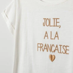 T-shirt De Grossesse Manches Courtes à Message Doré Brodé -Maman et Bé Soldes HADB89 BLA 3 X