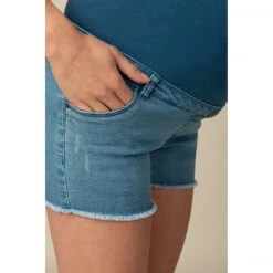 Short De Grossesse En Jean à Bandeau Haut 9 Short De Grossesse En Jean à Bandeau Haut -Maman et Bé Soldes HADB8I BLC 4 X