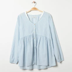 Chemise Manches Longues De Grossesse à Fines Rayures