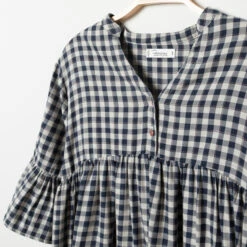 Robe De Grossesse Manches Courtes à Carreaux Vichy -Maman et Bé Soldes HADB8S BLF 3 X