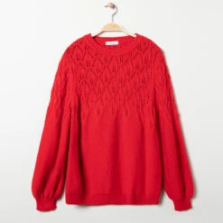 Pull De Grossesse En Maille Fantaisie Rouge