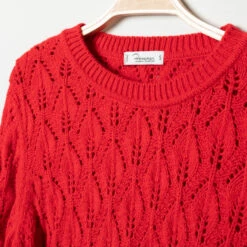 Pull De Grossesse En Maille Fantaisie Rouge -Maman et Bé Soldes HADB97 RGM 3 X