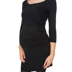 Robe De Grossesse Manches 3/4 Avec Jeu De Plis -Maman et Bé Soldes LP240H GRIS 4 X