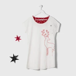 Tee-shirt Large De Grossesse Print élan Et étoiles Argentées -Maman et Bé Soldes LP4603 BLAN 5 X