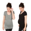 Lot De 2 Tee-shirts Manches Courtes De Grossesse Et D'allaitement 2 Lot De 2 Tee-shirts Manches Courtes De Grossesse Et D'allaitement -Maman et Bé Soldes MP0007 NOIR 1 X