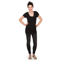 Lot De 2 Tee-shirts Manches Courtes De Grossesse Et D'allaitement -Maman et Bé Soldes MP0007 NOIR 3 X