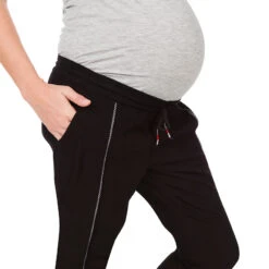 Pantalon De Grossesse En Crêpe Avec Biais Tressés -Maman et Bé Soldes MP1206 NOIR 4 X