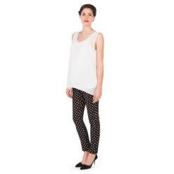 Pantalon De Grossesse Fluide à Pois All-over -Maman et Bé Soldes MP1207 NOIR 3 X