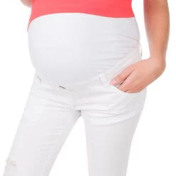 Jeans De Grossesse 7/8 ème Slim Effet Used 9 Jeans De Grossesse 7/8 ème Slim Effet Used -Maman et Bé Soldes MP1301 BLAN 4 X
