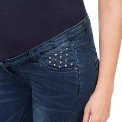 Jeans De Grossesse Coupe Slim Avec Clous Fantaisie -Maman et Bé Soldes MP1307 BLEU 4 X