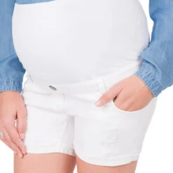 Short De Grossesse Blanc Effet Used -Maman et Bé Soldes MP2007 BLAN 4 X
