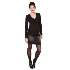 Tee-shirt Manches Longues D'allaitement Uni -Maman et Bé Soldes NP000I NOIR 3 X
