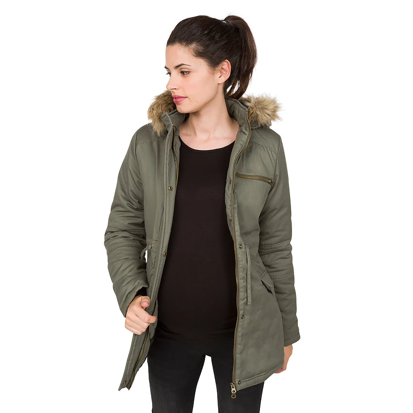 Parka De Grossesse Avec Poches Et Fausse Fourrure Amovible 3 Parka De Grossesse Avec Poches Et Fausse Fourrure Amovible