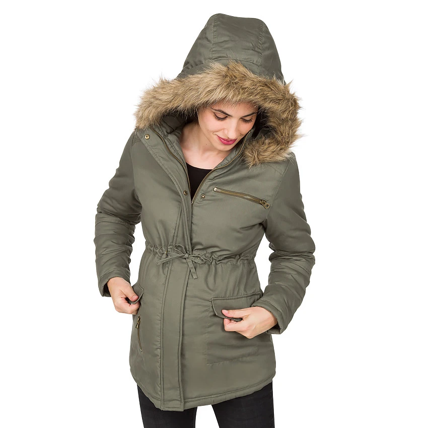 Parka De Grossesse Avec Poches Et Fausse Fourrure Amovible 6 Parka De Grossesse Avec Poches Et Fausse Fourrure Amovible – Image 4