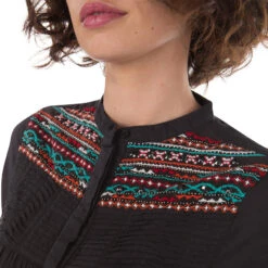 Chemisier De Grossesse Avec Jeu De Plis Et Broderies Colorées -Maman et Bé Soldes OP0300 BLF 4 X