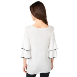 Pull De Grossesse En Tricot Fin Avec Manches 3/4 Volantées -Maman et Bé Soldes OP1006 BLA 3 X