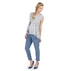 Pantalon De Grossesse En Tencel Avec Liens à Nouer 9 Pantalon De Grossesse En Tencel Avec Liens à Nouer -Maman et Bé Soldes OP1202 BLM 3 X
