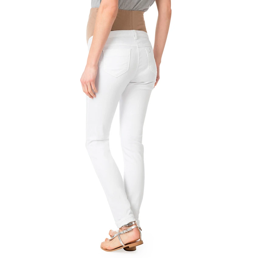 Jean De Grossesse Blanc Avec Bandeau Haut Couleur Chair 5 Jean De Grossesse Blanc Avec Bandeau Haut Couleur Chair – Image 3