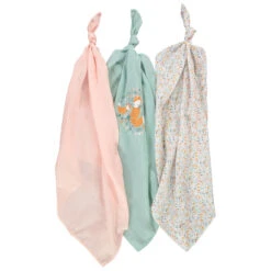 Set De 3 Langes En Coton à Motifs Animaux De La Forêt