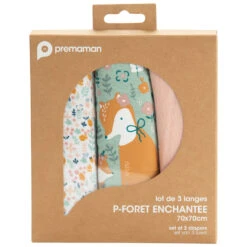 Set De 3 Langes En Coton à Motifs Animaux De La Forêt 12 Set De 3 Langes En Coton à Motifs Animaux De La Forêt -Maman et Bé Soldes PBRDWV ROC 5 X