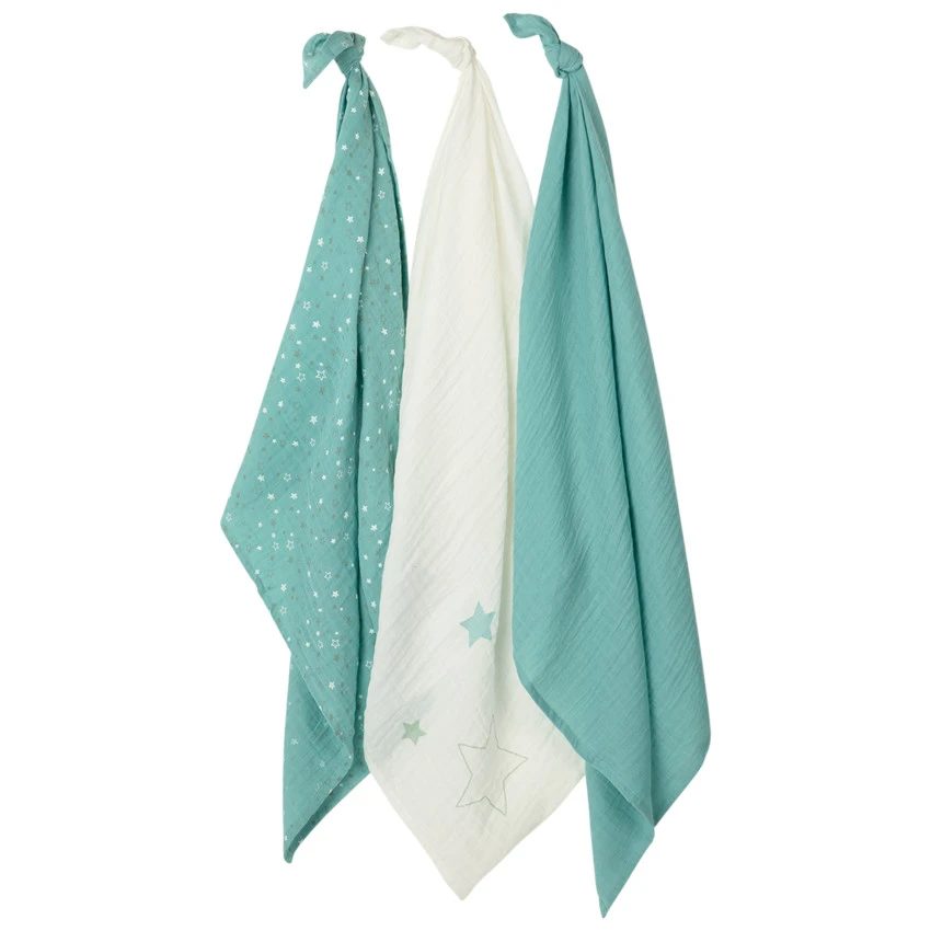 Lot De 3 Langes En Tétra Motif étoiles 3 Lot De 3 Langes En Tétra Motif étoiles