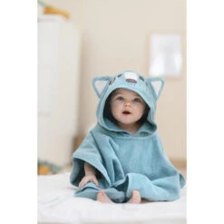 Poncho De Bain à Capuche Brodée Loup En Velours éponge -Maman et Bé Soldes PBRE41 BLM 11 X