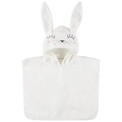 Poncho De Bain à Capuche Brodée Lapin En Velours éponge