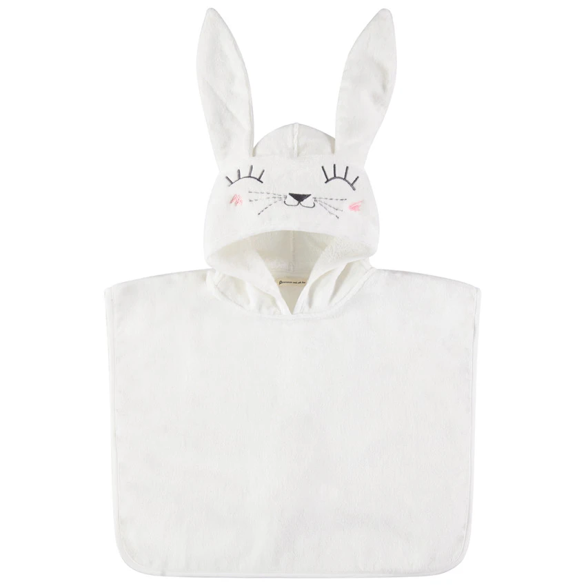 Poncho De Bain à Capuche Brodée Lapin En Velours éponge 3 Poncho De Bain à Capuche Brodée Lapin En Velours éponge