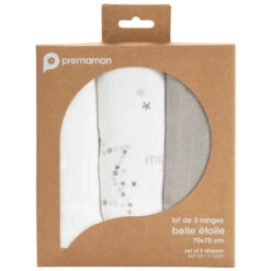 Lot De 3 Langes En Coton Motif étoile -Maman et Bé Soldes PBRE7J BLA 4 X