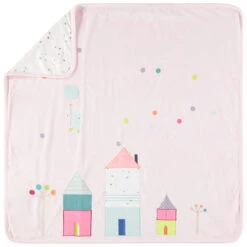 Couverture En Velours à Pois Et Maisons Brodées