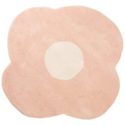 Tapis Forme Fleur En Coton Tissé Main 100x100 Cm