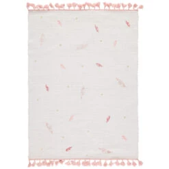 Tapis De Chambre Tissé Imprimé Plumes Roses